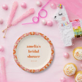 ピンクオレンジミッドモダンセンチュリーカスタムブライダルシャワー ペーパープレート (パーティー)