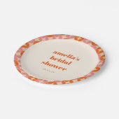 ピンクオレンジミッドモダンセンチュリーカスタムブライダルシャワー ペーパープレート (アングル)
