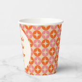 ピンクオレンジミッドモダンセンチュリーカスタムブライダルシャワー 紙コップ (左)