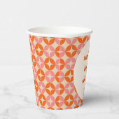 ピンクオレンジミッドモダンセンチュリーカスタムブライダルシャワー 紙コップ (右)