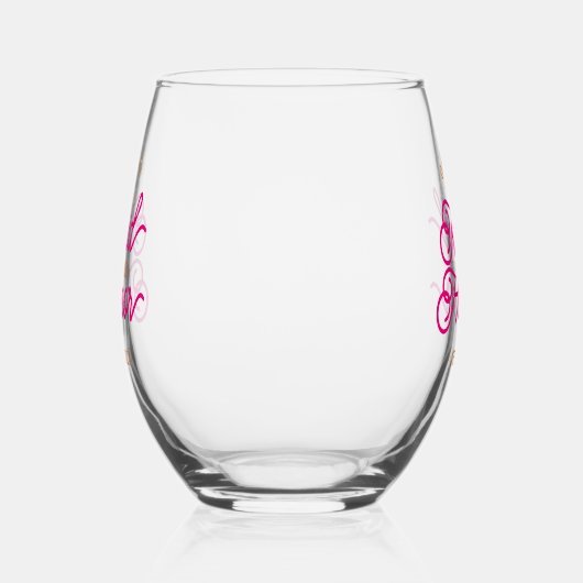 ピンクオレンジミニマモダンリストメイド・オブ・オーナー（花嫁付き添い人） ステムなしワイングラス (右)