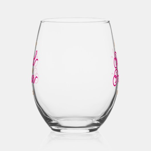 ピンクオレンジミニマモダンリストメイド・オブ・オーナー（花嫁付き添い人） ステムなしワイングラス (左)