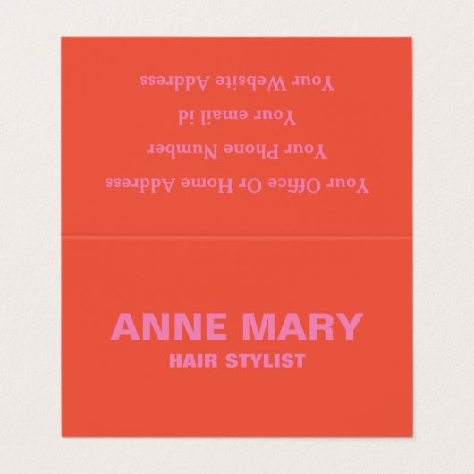 ピンクオレンジモダンはっきりした美容師サロンクール 名刺 (外部フラット)