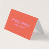 ピンクオレンジモダンはっきりした美容師サロンクール 名刺 (正面)