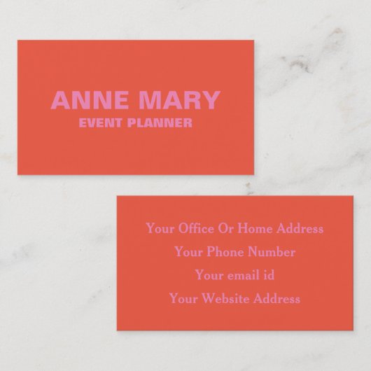 ピンクオレンジモダングはっきりしたブライトカラフルトレンディー 名刺 (正面/裏面)
