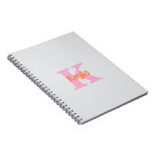 ピンクオレンジライトグレーグレーブライダルシャワー結婚ズ ノートブック (右側)