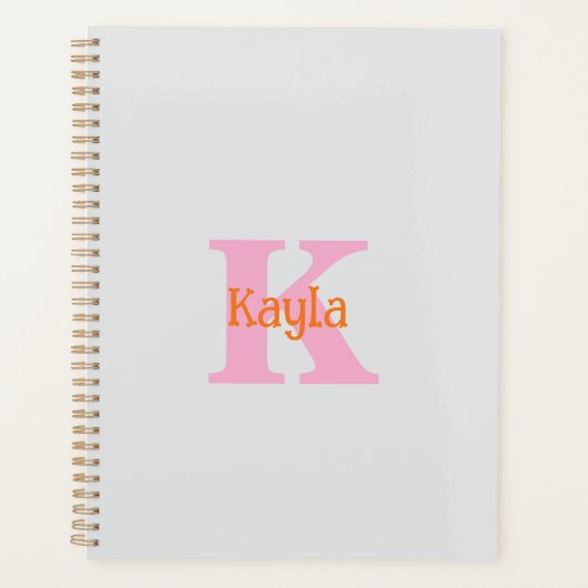 ピンクオレンジライトグレーグレーブライダルシャワー結婚ズ プランナー手帳 (正面)