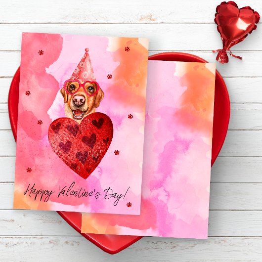 ピンクオレンジラブラドールバレンタインデイギフトドッグ シーズンカード