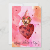 ピンクオレンジラブラドールバレンタインデイギフトドッグ シーズンカード (正面)