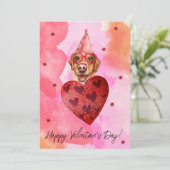 ピンクオレンジラブラドールバレンタインデイギフトドッグ シーズンカード (スタンド正面)