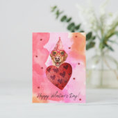 ピンクオレンジラブラドールバレンタインデイギフトドッグ シーズンポストカード (スタンド正面)