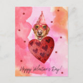 ピンクオレンジラブラドールバレンタインデイギフトドッグ シーズンポストカード (正面)