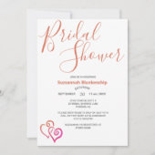 ピンクオレンジリンクハートブライダルシャワーテンプレート 招待状 (正面)