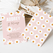 ピンクオレンジレトロガールズデイジー1st誕生日 招待状