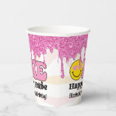 ピンクオレンジレトロワンハッピーバーベー1st誕生日 紙コップ (右)