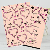 ピンクオレンジ不気味スカルハロウィーン1歳 招待状