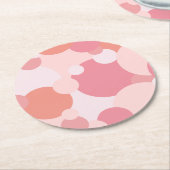 ピンクオレンジ分子紙コースター ラウンドペーパーコースター (アングル)