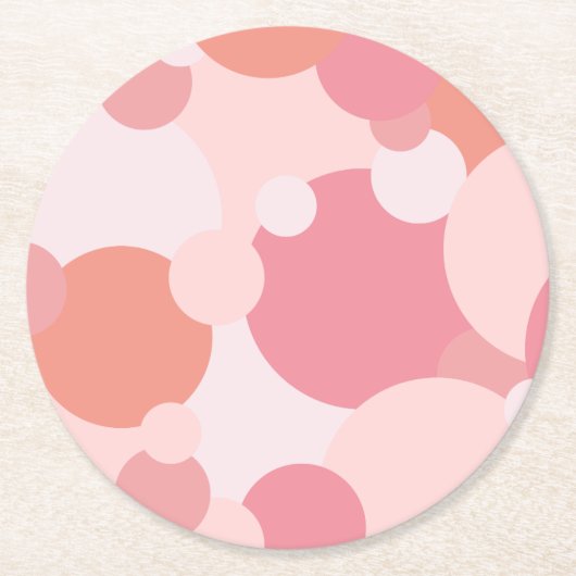 ピンクオレンジ分子紙コースター ラウンドペーパーコースター (正面)