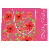 ピンクオレンジ及びサンゴ花誕生日抱き枕 ラージペーパーバッグ (裏面)