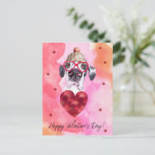 ピンクオレンジ大デネバレンタインデーのギフトドッグ シーズンポストカード (スタンド正面)