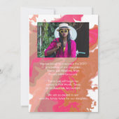 ピンクオレンジ大理石卒業発表カード 招待状 (裏面)