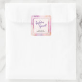 ピンクオレンジ大理石縁ど スクエアシール (バッグ)