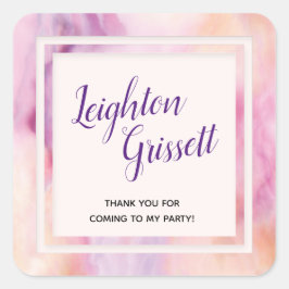 ピンクオレンジ大理石縁ど スクエアシール