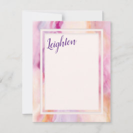 ピンクオレンジ大理石縁ど ノートカード