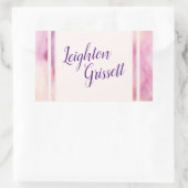 ピンクオレンジ大理石縁ど 長方形シール (バッグ)