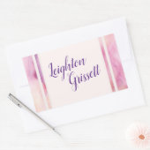 ピンクオレンジ大理石縁ど 長方形シール (封筒)