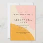 ピンクオレンジ抽象芸術水彩写真卒業 招待状 (正面)