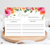 ピンクオレンジ牡丹ブライダルシャワーレシピカード エンクロージャーカード