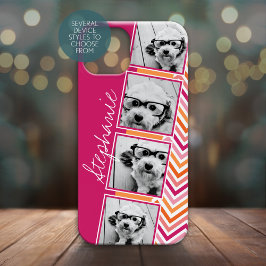 ピンクオレンジ白Instagramフォトコラージュ iPhone 13 Miniケース