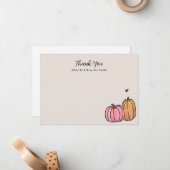 ピンクオレンジ秋パンプキンサンキューノート ノートカード (正面/裏面インサイチュ)