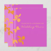 ピンクオレンジ結婚の誓いの更新招待状 招待状 (正面/裏面)