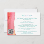 ピンクオレンジ結婚グリーンの情報カード 出欠カード (正面)