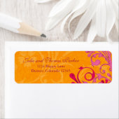 ピンクオレンジ結婚フローラ差出人住所ラベル ラベル (インサイチュ)