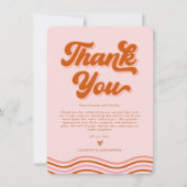 ピンクオレンジ結婚レトロ70sサンキューカード 招待状 (正面)