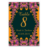 ピンクオレンジ結婚熱帯食卓番号カード テーブルナンバー (裏面)