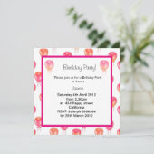 ピンクオレンジ色のバルーン誕生日パーティーの招待状 招待状 (スタンド正面)