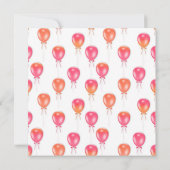 ピンクオレンジ色のバルーン誕生日パーティーの招待状 招待状 (裏面)