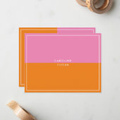 ピンクオレンジ色のブロックガーリーノートカード ノートカード (正面/裏面インサイチュ)
