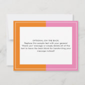 ピンクオレンジ色のブロックガーリーノートカード ノートカード (裏面)