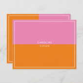 ピンクオレンジ色のブロックガーリーノートカード ノートカード (正面/裏面)