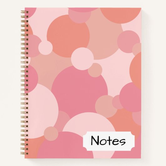 ピンクオレンジ色の分子 スパイラルノートブック ノートブック (正面)