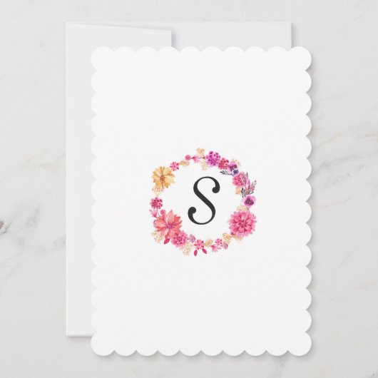 ピンクオレンジ色の水の色のガーデンベビーシャワー招待状 招待状 (裏面)