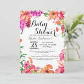 ピンクオレンジ色の水の色のガーデンベビーシャワー招待状 招待状 (スタンド正面)