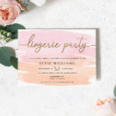 ピンクオレンジ色の水色金ゴールドランジェリーパーティーシャワー 招待状