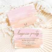 ピンクオレンジ色の水色金ゴールドランジェリーパーティーシャワー 招待状