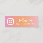 ピンクオレンジ色グラデーショ後を追ンソーシャルメディアQRコード スキニー名刺 (正面)
